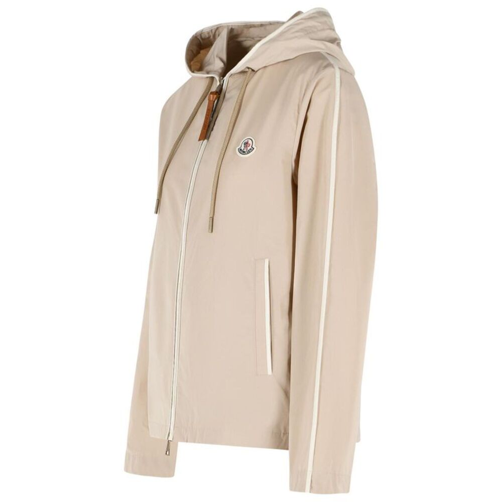 Moncler 'Sarracenia' Hooded Jacket In Polyester And Beige Cotton Women - Picture 2 of 3